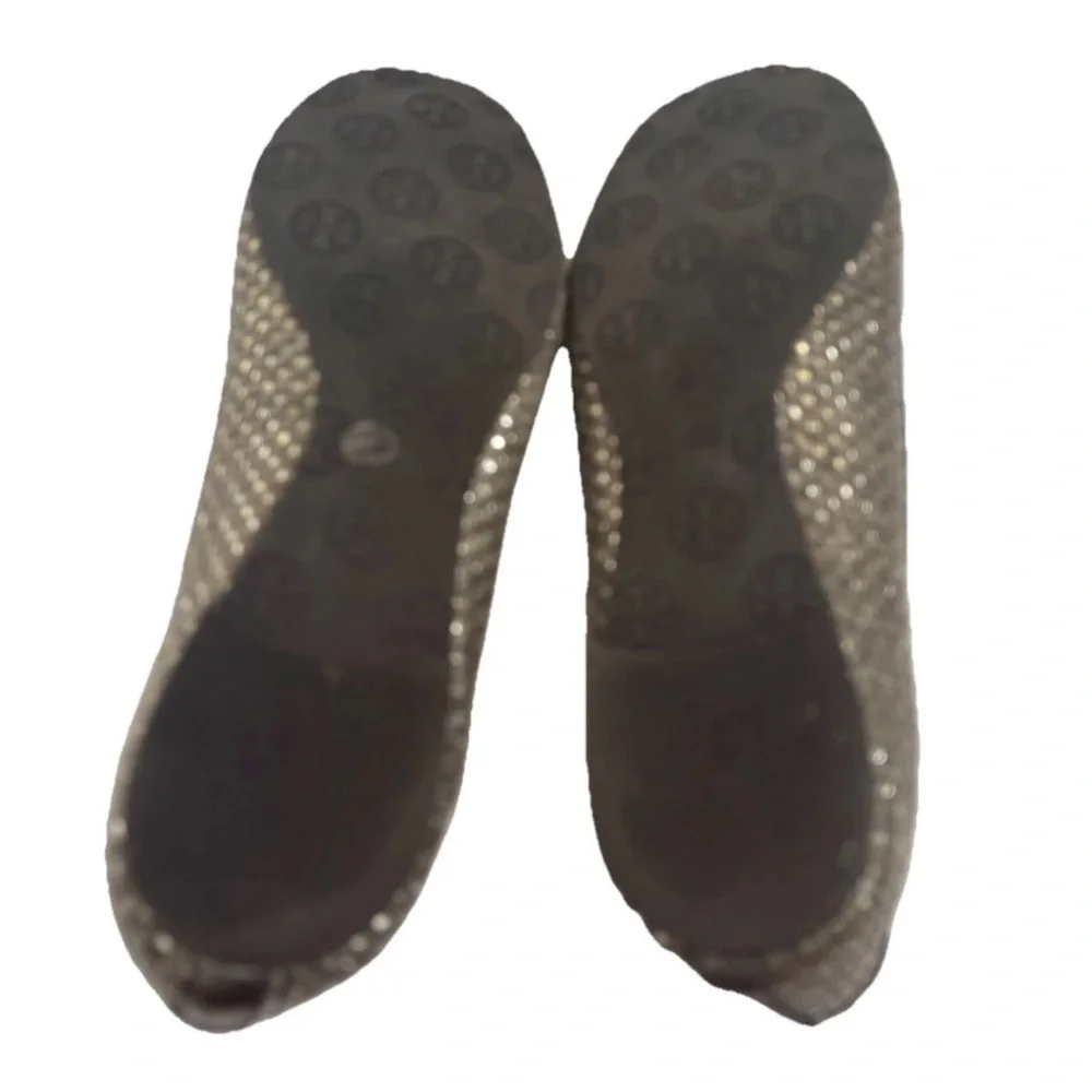 Tory Burch flats Shoes size 9.5 Ballet Slip Ons Gray Silver
